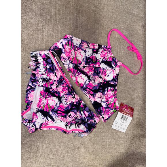 Kanu Surf Girls' Mahina UPF 50+ Beach Sport Halter Bikini 2-Piece Swimsuit Sz 12 - Picture 2 of 7